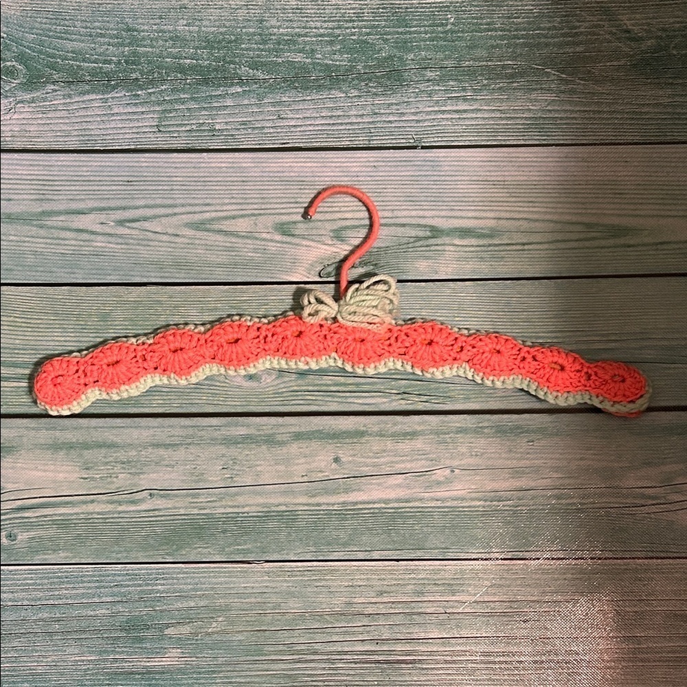 Crochet Hanger with Pink and Green Accents